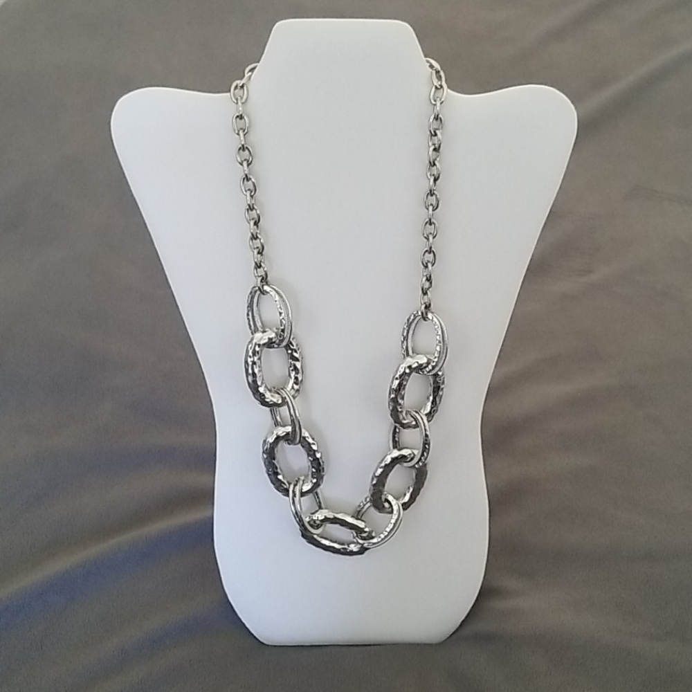 Silver Oval Statement Necklace